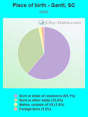 Place of birth - Gantt, SC