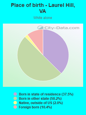 Place of birth - Laurel Hill, VA