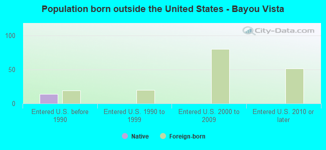 Population born outside the United States - Bayou Vista