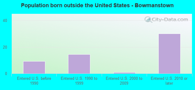 Population born outside the United States - Bowmanstown