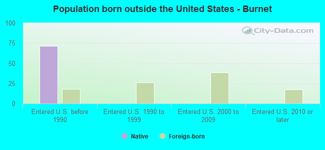 Population born outside the United States - Burnet