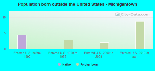 Population born outside the United States - Michigantown
