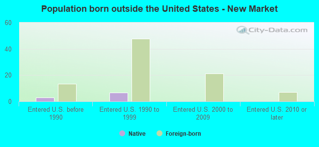 Population born outside the United States - New Market