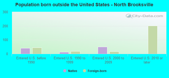 Population born outside the United States - North Brooksville