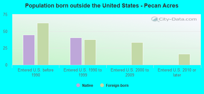 Population born outside the United States - Pecan Acres