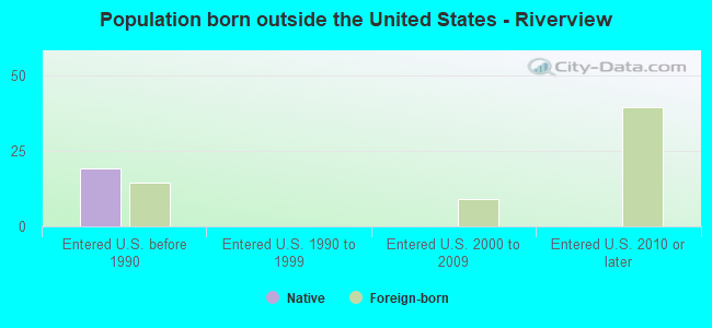 Population born outside the United States - Riverview