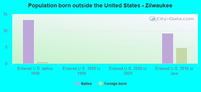 Population born outside the United States - Zilwaukee