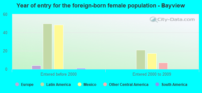 Year of entry for the foreign-born female population - Bayview