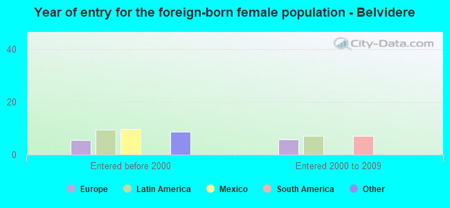 Year of entry for the foreign-born female population - Belvidere