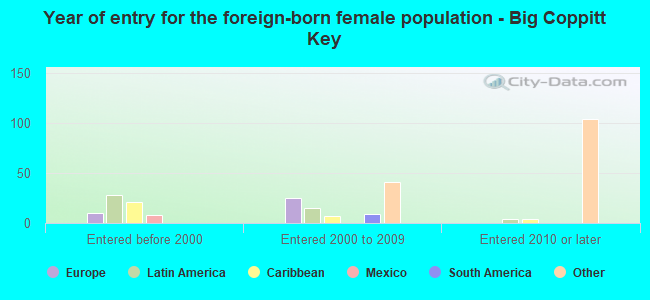 Year of entry for the foreign-born female population - Big Coppitt Key