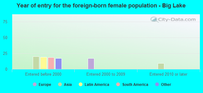 Year of entry for the foreign-born female population - Big Lake