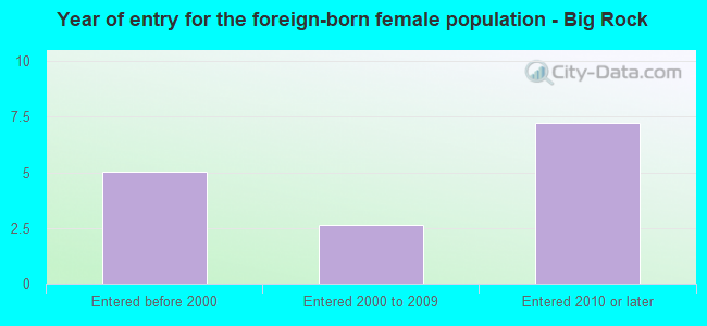 Year of entry for the foreign-born female population - Big Rock
