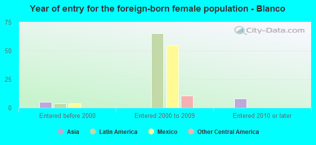Year of entry for the foreign-born female population - Blanco