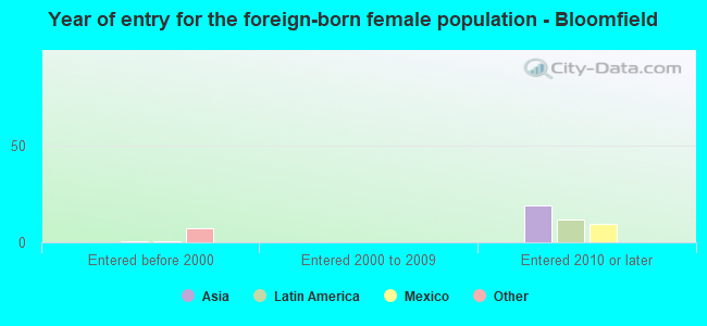 Year of entry for the foreign-born female population - Bloomfield