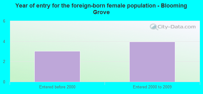 Year of entry for the foreign-born female population - Blooming Grove