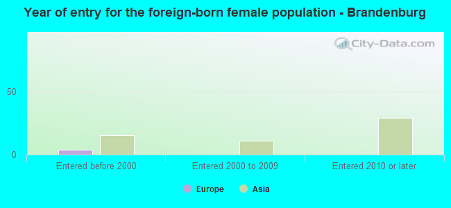 Year of entry for the foreign-born female population - Brandenburg
