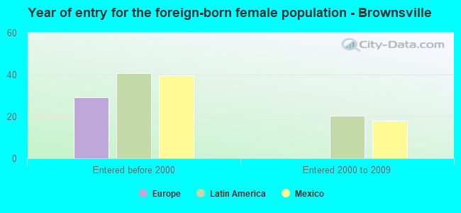 Year of entry for the foreign-born female population - Brownsville