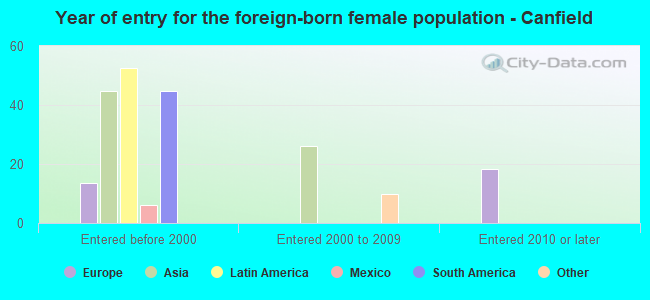 Year of entry for the foreign-born female population - Canfield