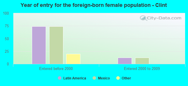 Year of entry for the foreign-born female population - Clint