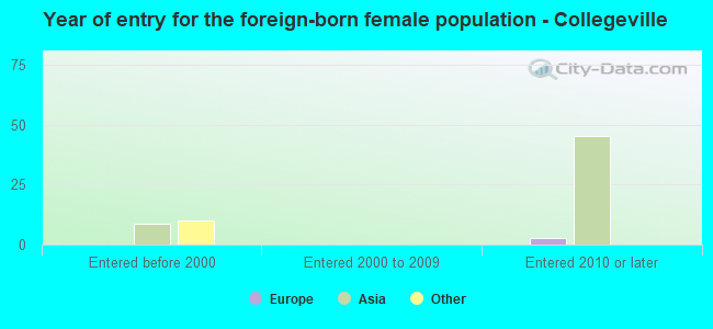 Year of entry for the foreign-born female population - Collegeville