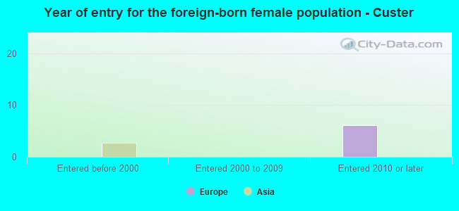Year of entry for the foreign-born female population - Custer