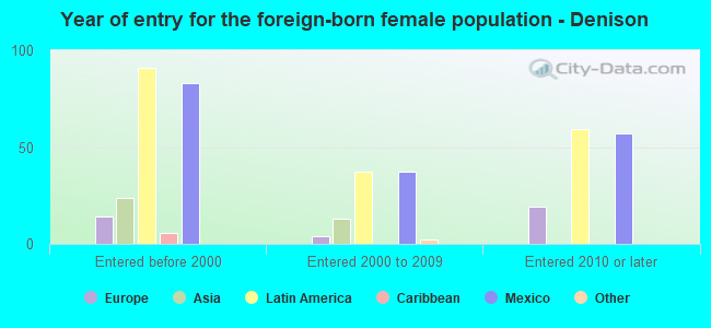Year of entry for the foreign-born female population - Denison