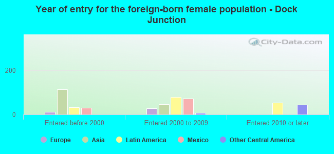 Year of entry for the foreign-born female population - Dock Junction