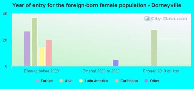 Year of entry for the foreign-born female population - Dorneyville