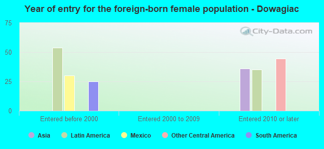 Year of entry for the foreign-born female population - Dowagiac