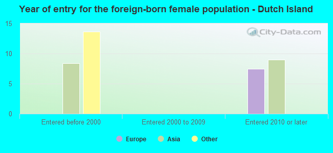 Year of entry for the foreign-born female population - Dutch Island