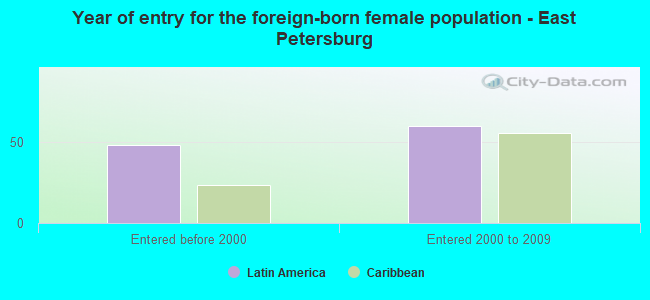 Year of entry for the foreign-born female population - East Petersburg