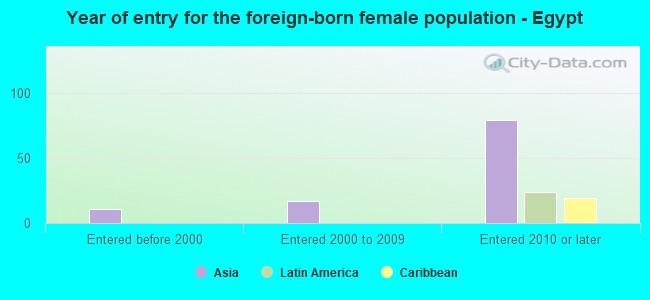 Year of entry for the foreign-born female population - Egypt