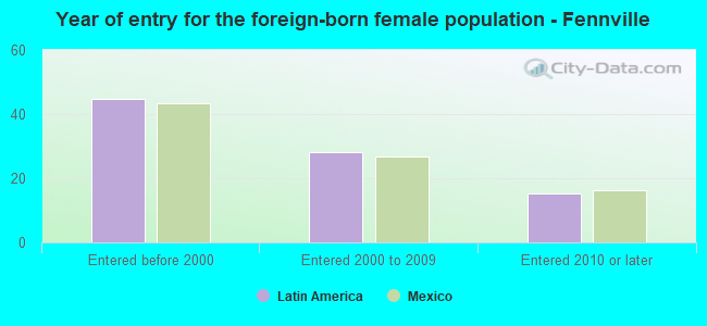 Year of entry for the foreign-born female population - Fennville