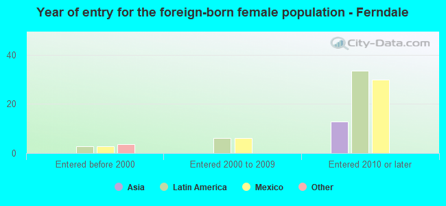 Year of entry for the foreign-born female population - Ferndale