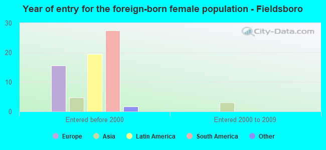 Year of entry for the foreign-born female population - Fieldsboro