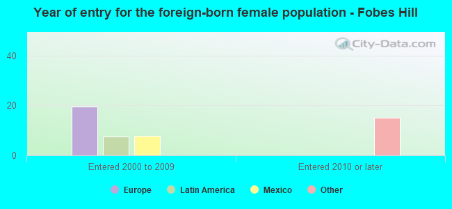 Year of entry for the foreign-born female population - Fobes Hill