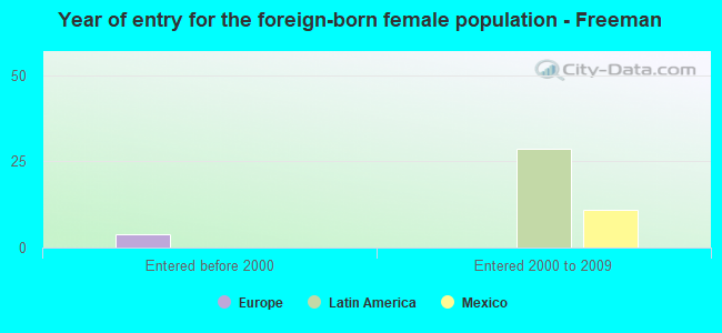 Year of entry for the foreign-born female population - Freeman