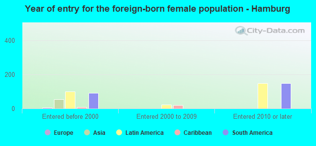 Year of entry for the foreign-born female population - Hamburg
