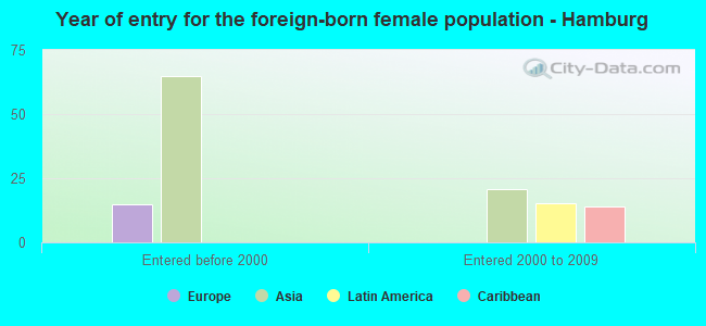 Year of entry for the foreign-born female population - Hamburg