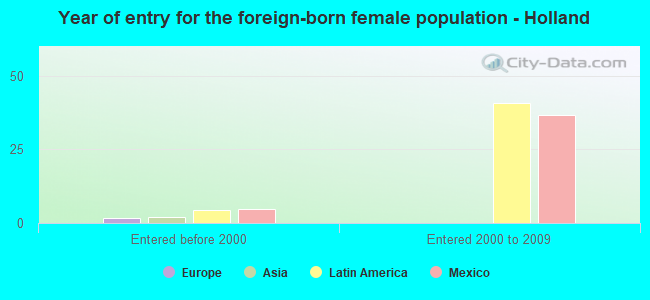 Year of entry for the foreign-born female population - Holland