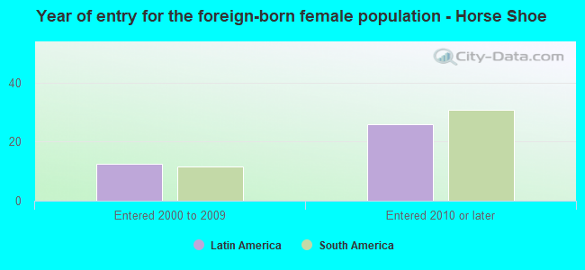 Year of entry for the foreign-born female population - Horse Shoe