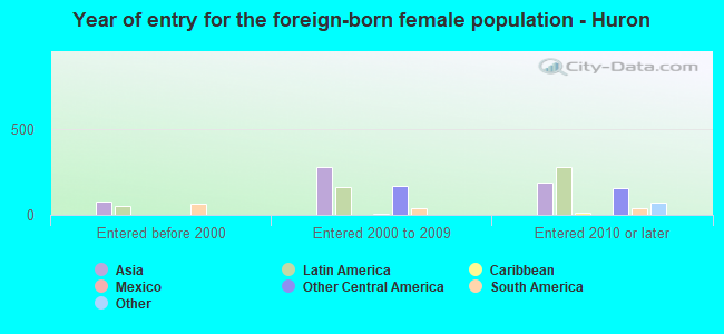 Year of entry for the foreign-born female population - Huron