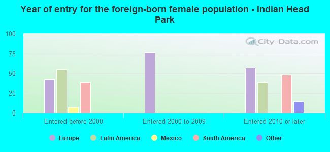 Year of entry for the foreign-born female population - Indian Head Park