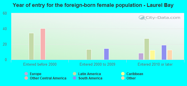 Year of entry for the foreign-born female population - Laurel Bay