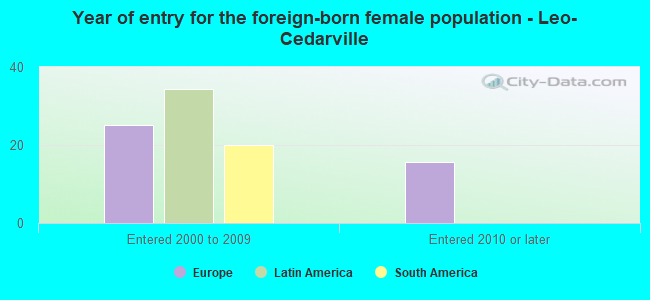 Year of entry for the foreign-born female population - Leo-Cedarville