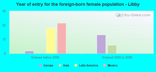 Year of entry for the foreign-born female population - Libby