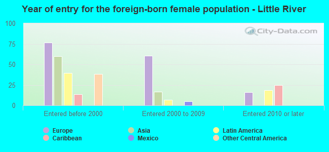 Year of entry for the foreign-born female population - Little River