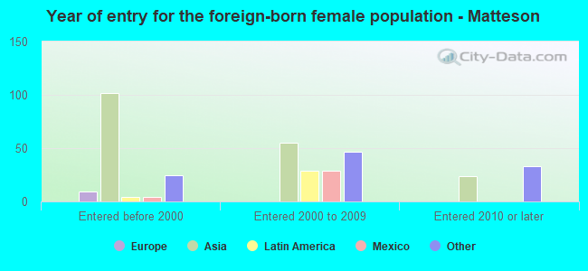Year of entry for the foreign-born female population - Matteson