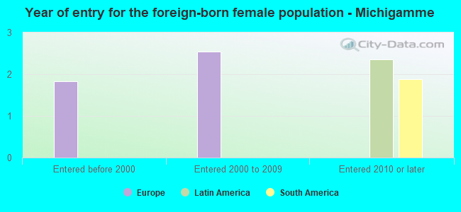 Year of entry for the foreign-born female population - Michigamme