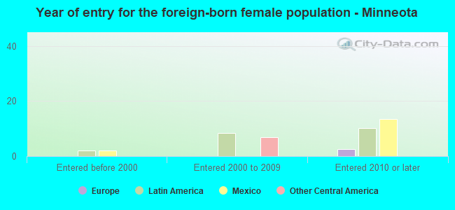 Year of entry for the foreign-born female population - Minneota